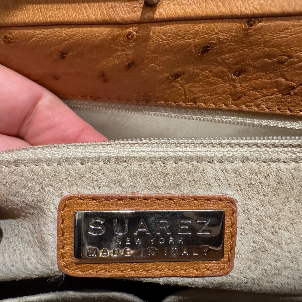 SUAREZ NEW YORK Camel/Tan embossed Leather Women's Bag - Picture 6 of 6